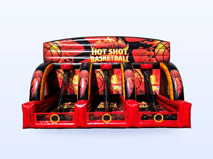 A three-lane inflatable basketball game